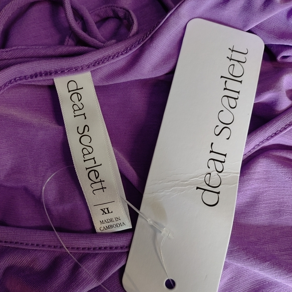 Dear Scarlett Ruched Cap Sleeve Top Blouse in Lavender Color Women's Sz XL NWT - Picture 10 of 11